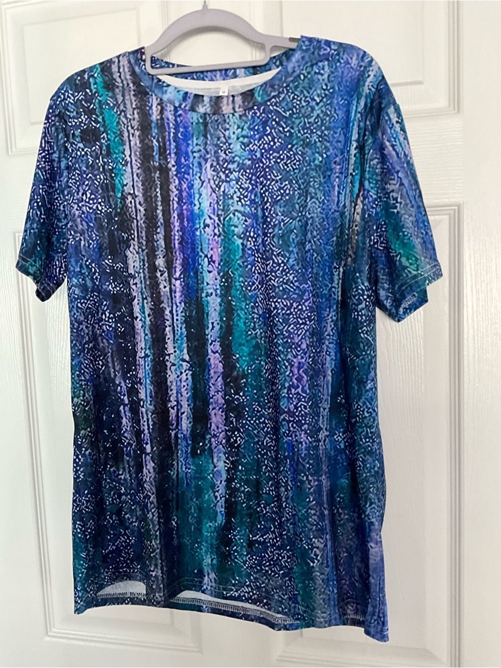 Blue, Teal & Navy Abstract Stripe Short-Sleeve Shirt
